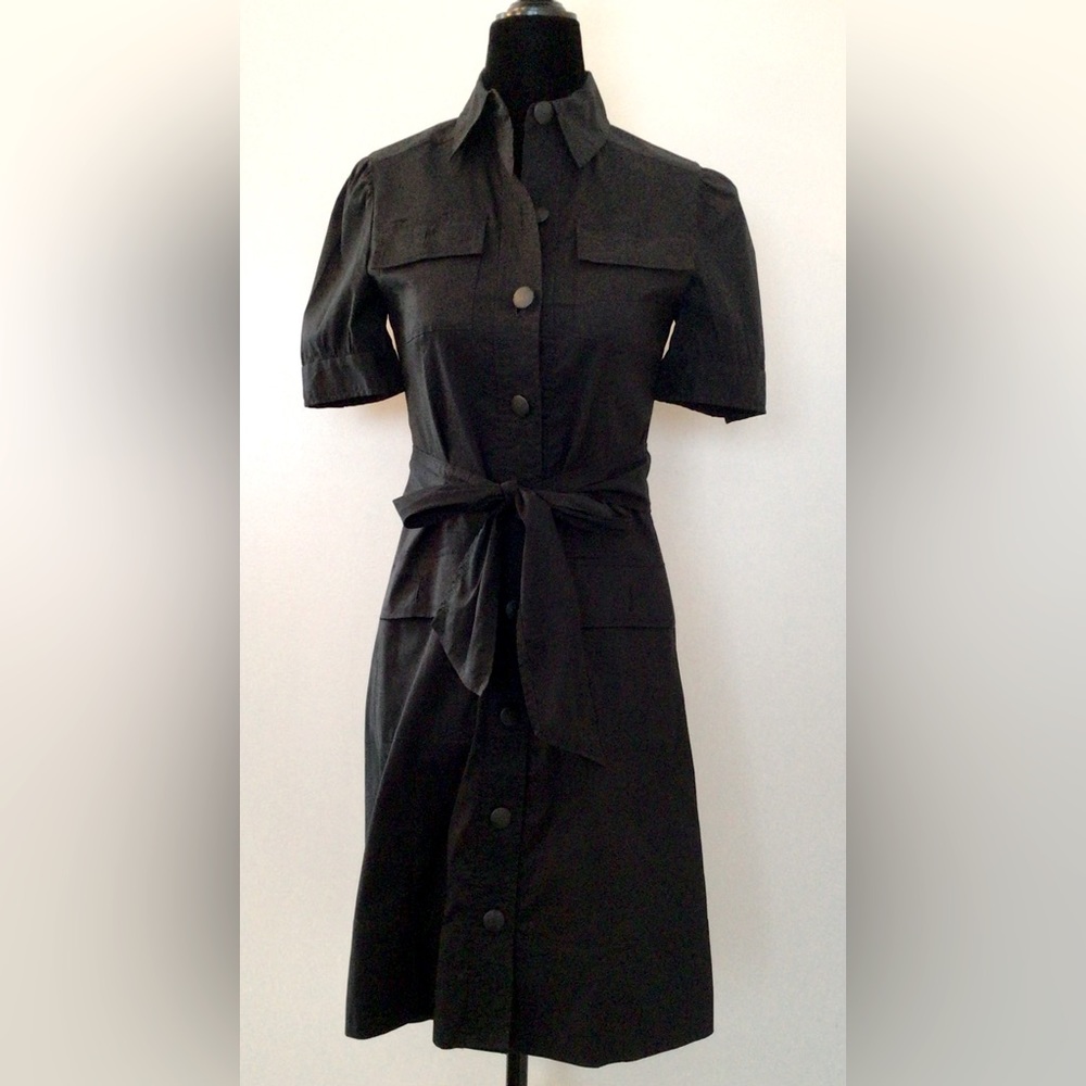 INÉD Black Shirt Dress with Wrap Belt - Japan Designer - Small - J 7 - US 4